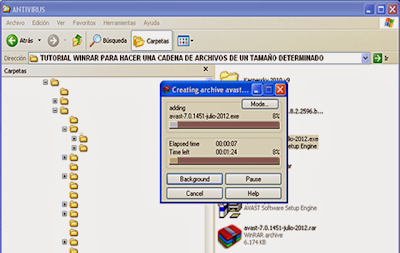 winrar compactando archivos cortados o separados en volúmenes