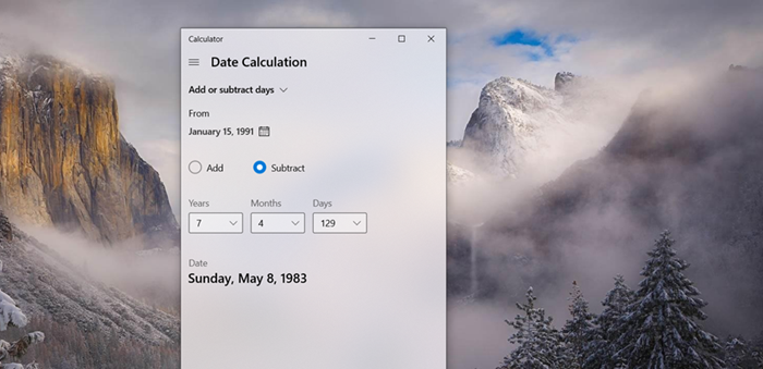 use la calculadora de Windows para realizar cálculos de fecha