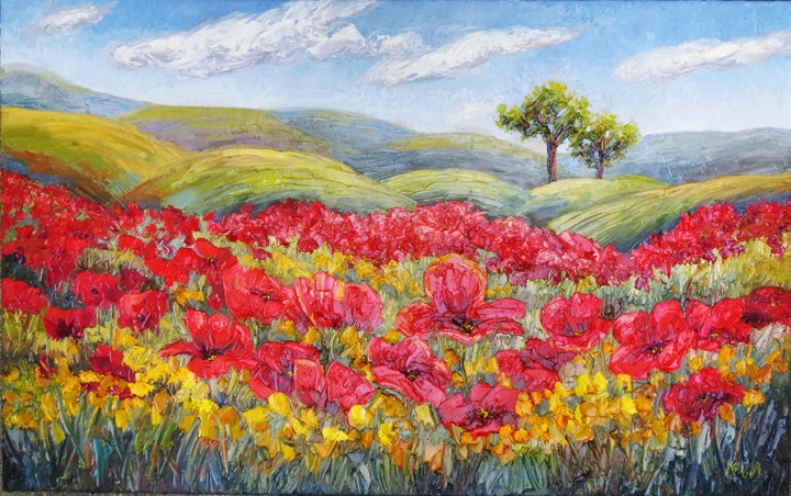 Landscape Artists International New Poppy Field Painting By