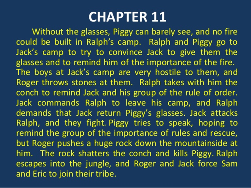 Grade 11 lord of the flies chapters