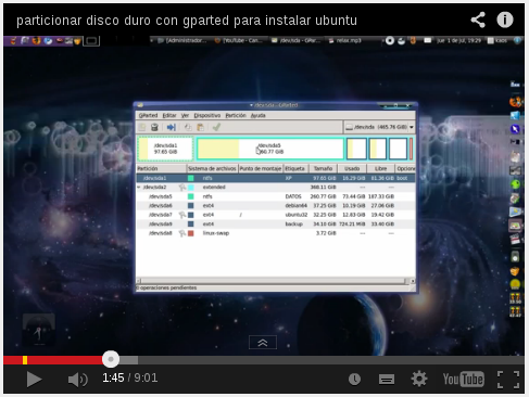 Particionar disco con gparted