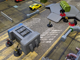 Cyberpunk 15 millimeter tabletop figures in action