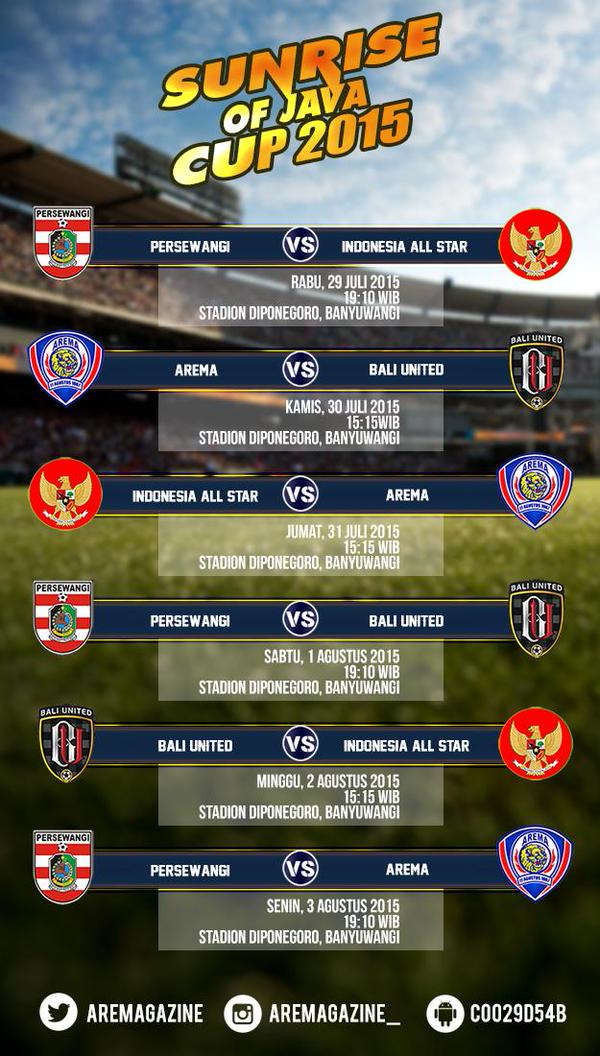 Jadwal Sunrise of Java Cup @aremagazine Jadwal Sunrise of Java Cup @aremagazine