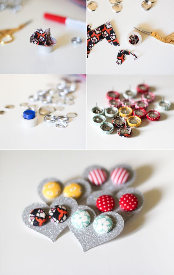 Vintage Fabric Button Earrings - Etsy