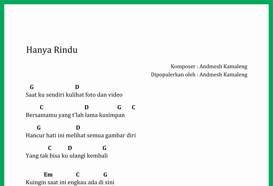 Chord Lagu Hanya Rindu SEPUTAR MUSIK Chord Lagu Hanya Rindu SEPUTAR MUSIK
