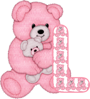 Abecedario con Osito de Peluche Rosado. Alphabet with Pink Bear.