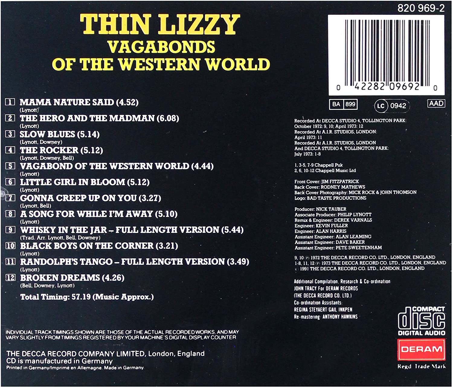 Classic Rock Covers Database Thin Lizzy Vagabonds of the Western World (1973)