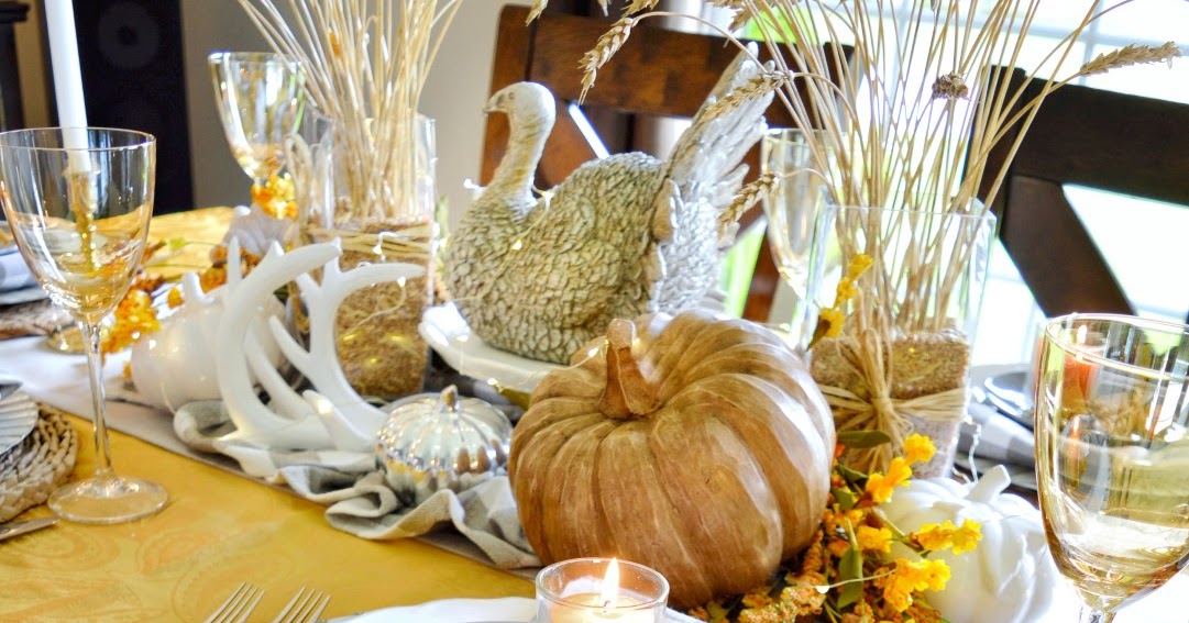 Dining Delight: Yellow & Gray Harvest Themed Thanksgiving Tablescape