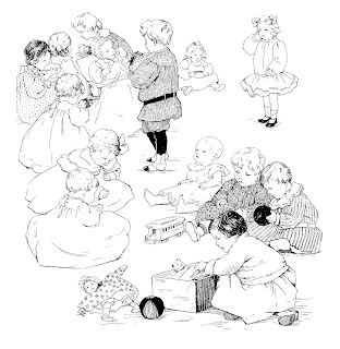 digital baby clip art children baby toys vintage illustration image