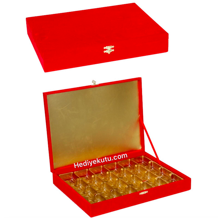 Madlen Çikolata Kutusu, Kalp Şeklinde Kırmızı Çikolata Hediye Kutuları