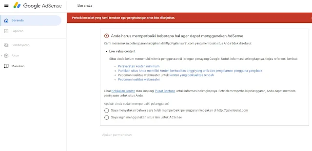 Cara Mengatasi Low Value Content Google Adsense