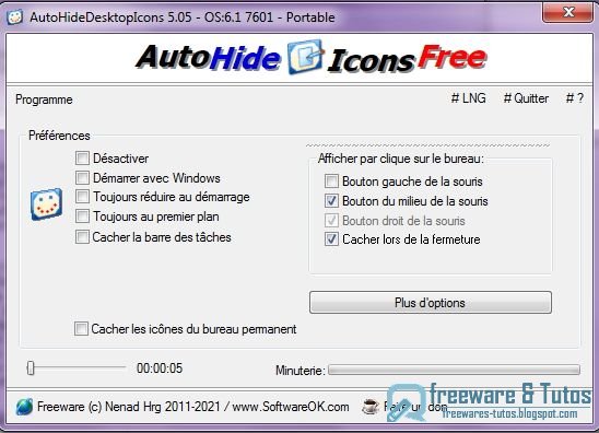 AutoHideDesktopIcons : un logiciel portable pour masquer les icônes du bureau