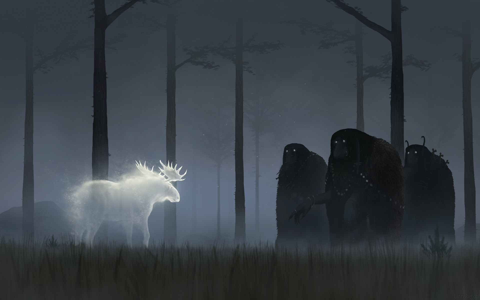 Будете видеть в тумане. Призрак в тумане. Мистические существа в тумане. Призрачный лес.
