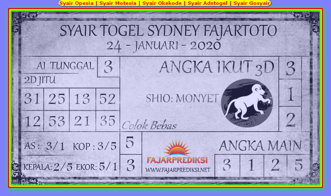 1 New Message Kode Syair Sydney 24 Januari 2020 Forum Syair Togel Hongkong Singapura Sydney