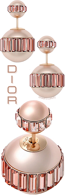♦Dior Mise en Dior Tribales earrings in gold with pink resin pearl and pink stones #dior #jewelry #earrings #brilliantluxury