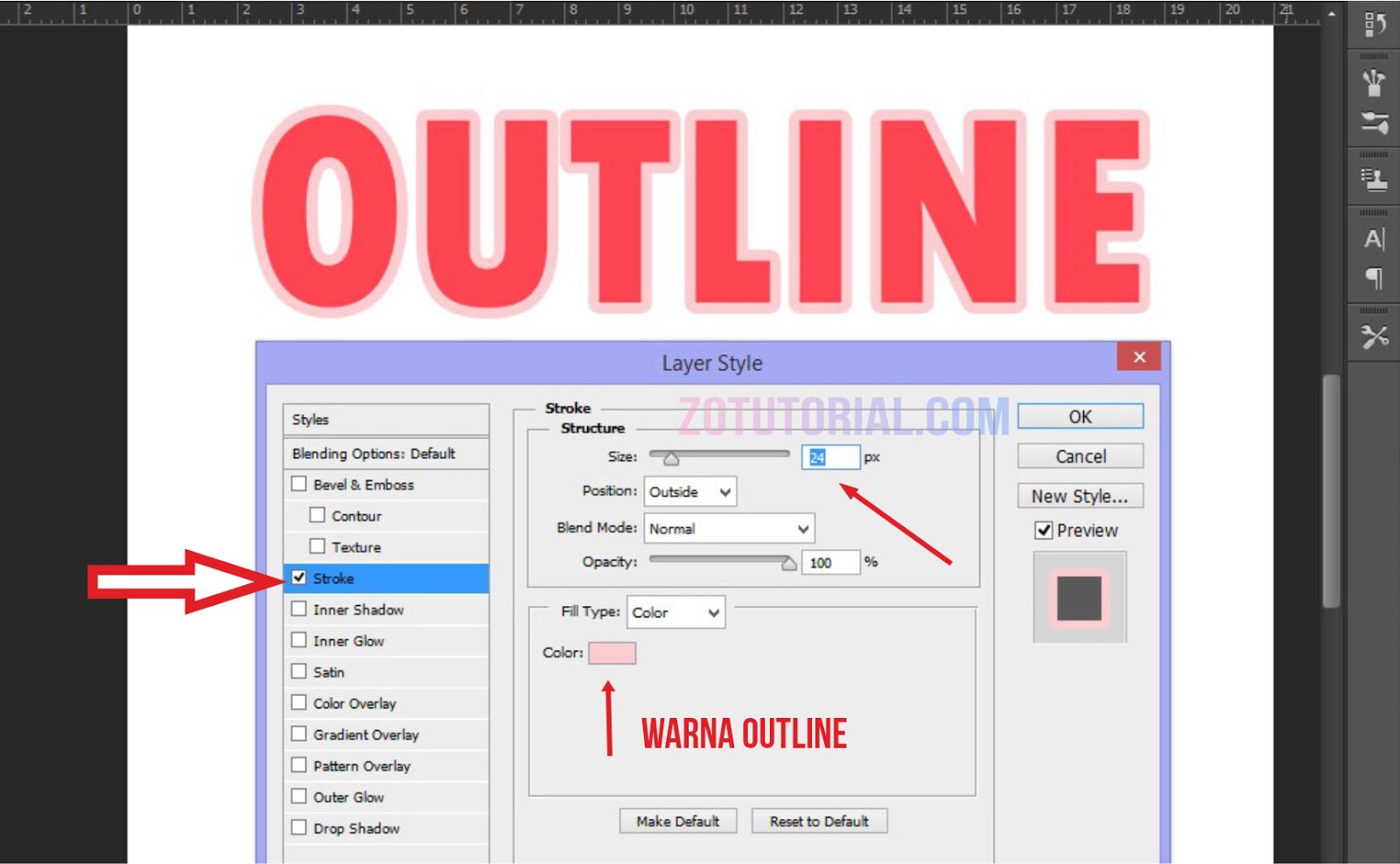 Tutorial Membuat Garis Pinggir Tulisan di Photoshop (Outline) Lengkap