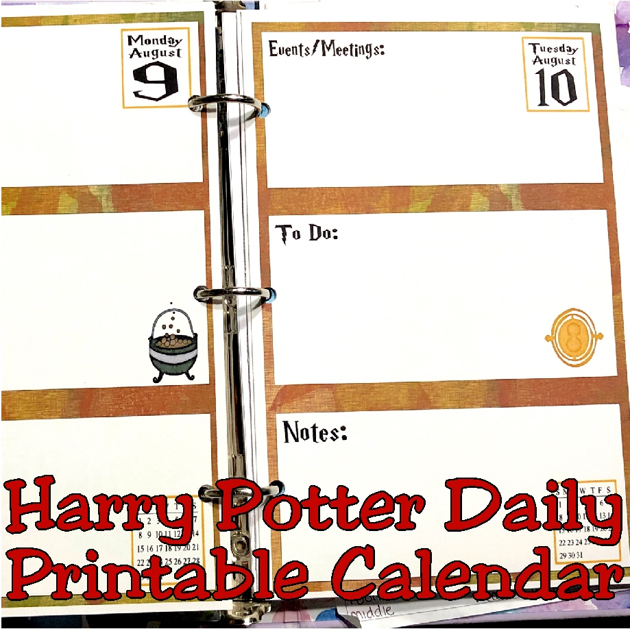 DIY Party Mom Harry Potter Planner Page Daily Calendar Printable