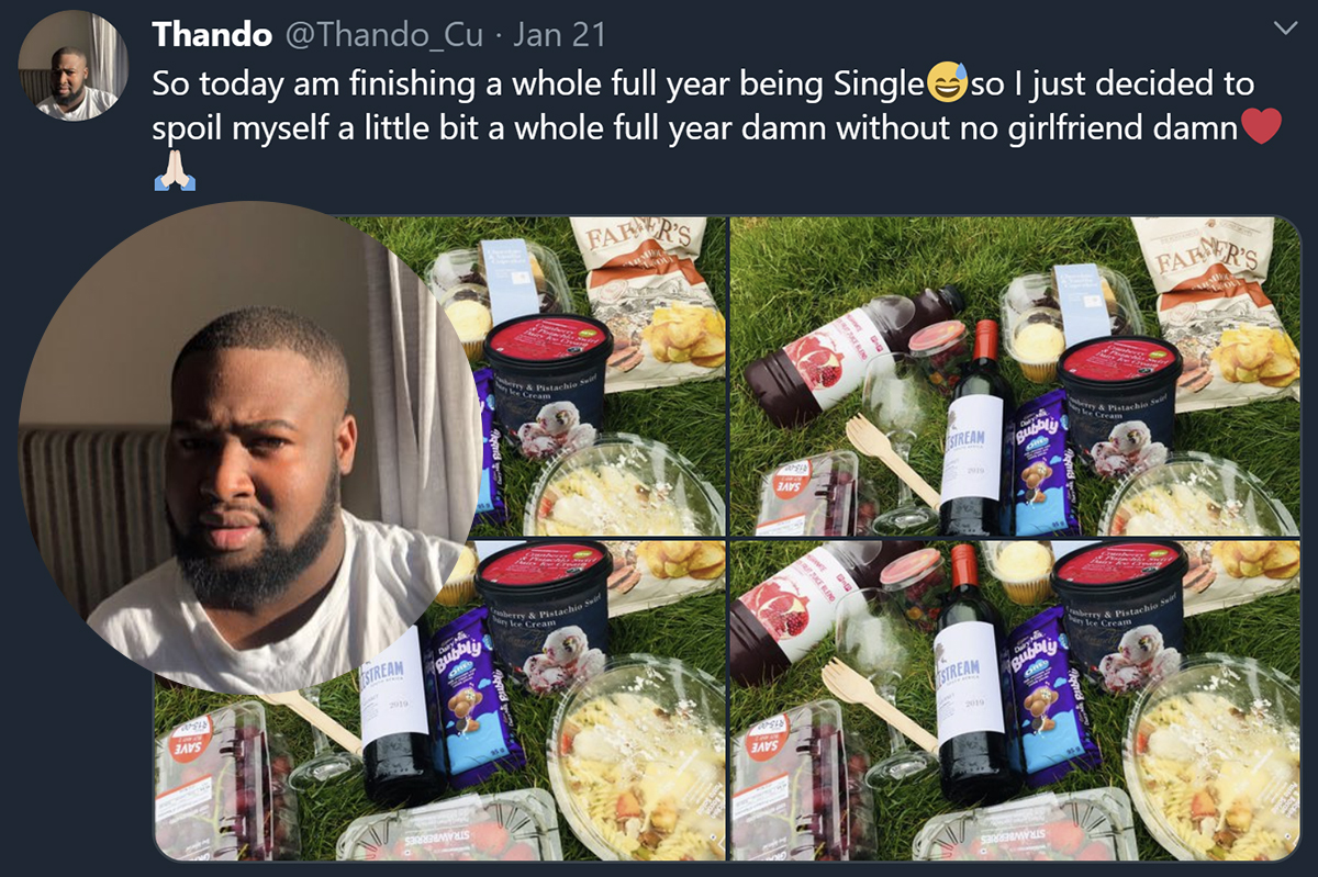 Man Treats Himself To Solo Date To Celebrate Year Of Being Single Man, Single, Thando_Cu