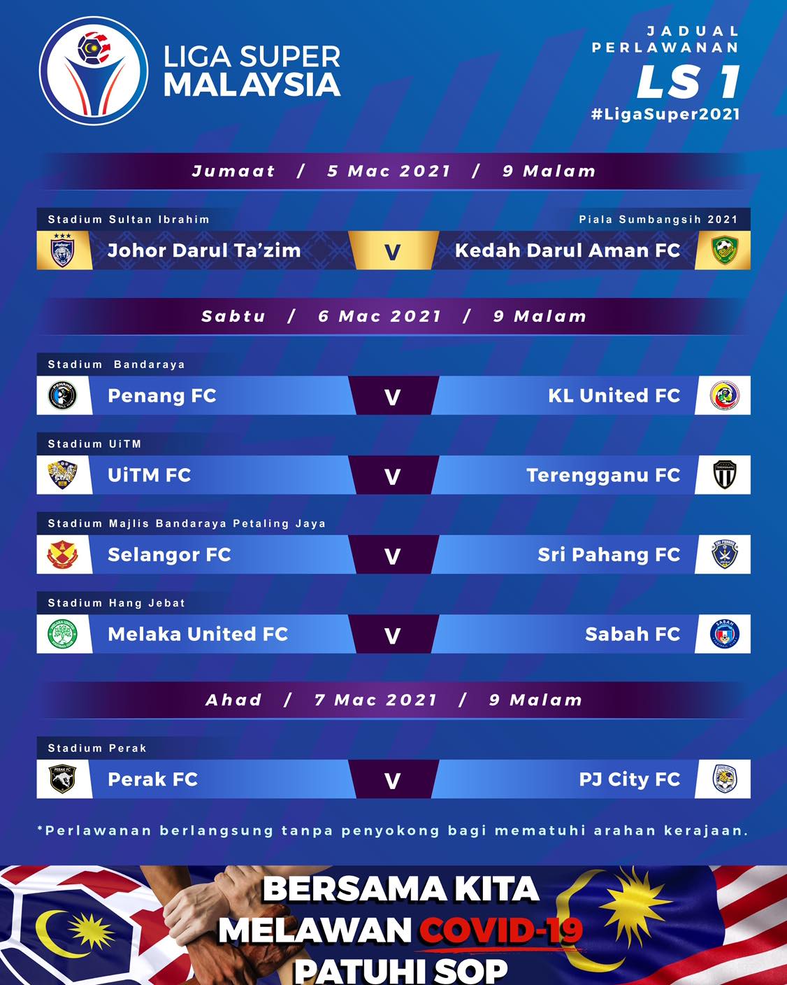 Jadual perlawanan persahabatan malaysia 2021