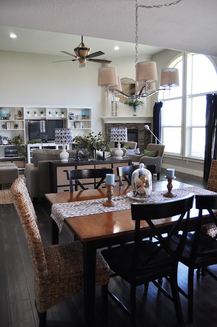 Great Room remodel after photos from www.jengallacher.com. #greatroom #familyroom #familyroommakeover
