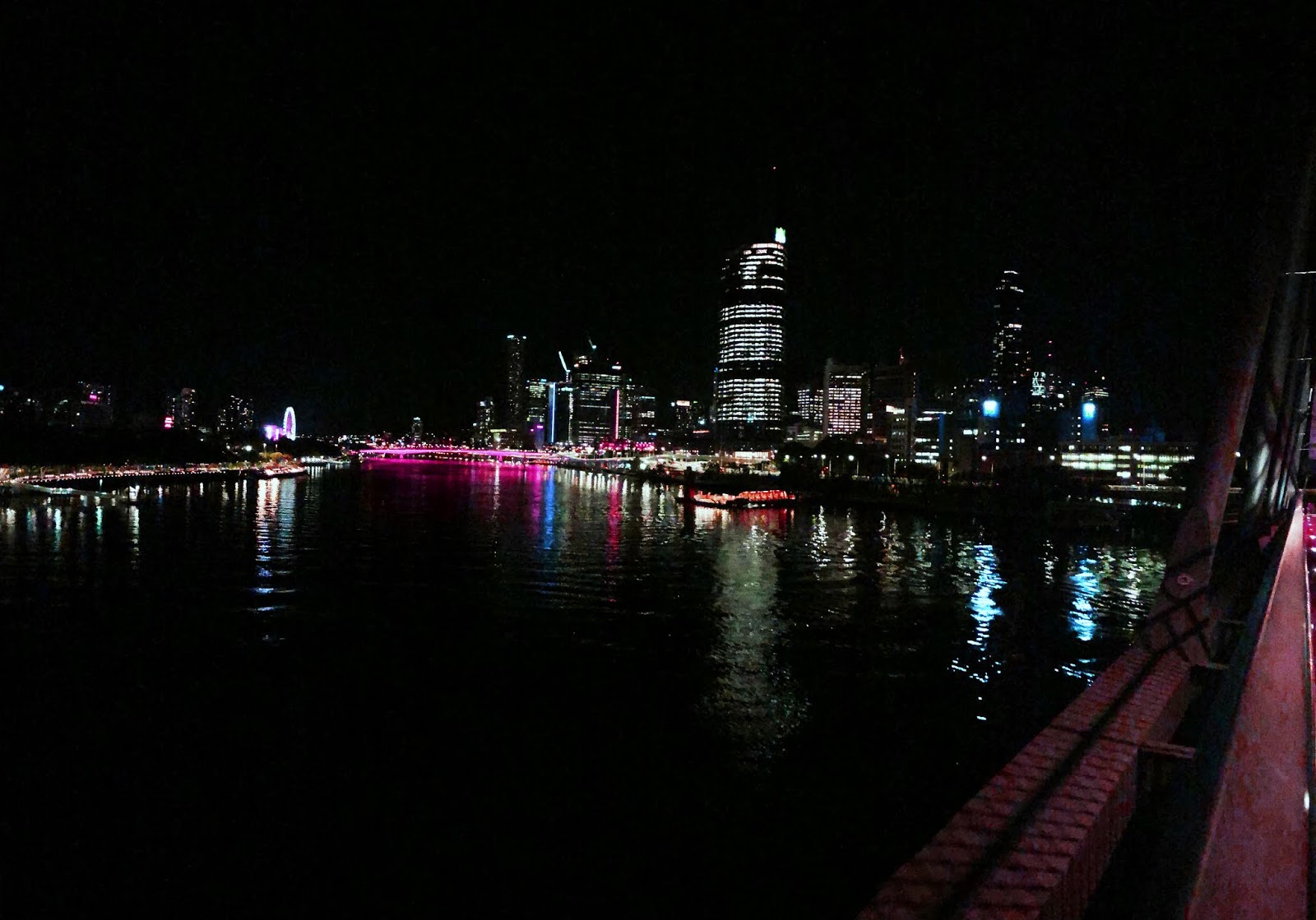 Brisbane most, wieżowce, budybki, rzeka, widok, światła, noc