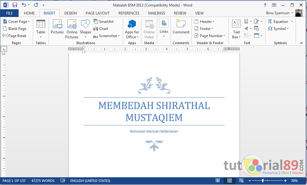 Cara cepat membuat cover makalah di word + video  Tutorial89