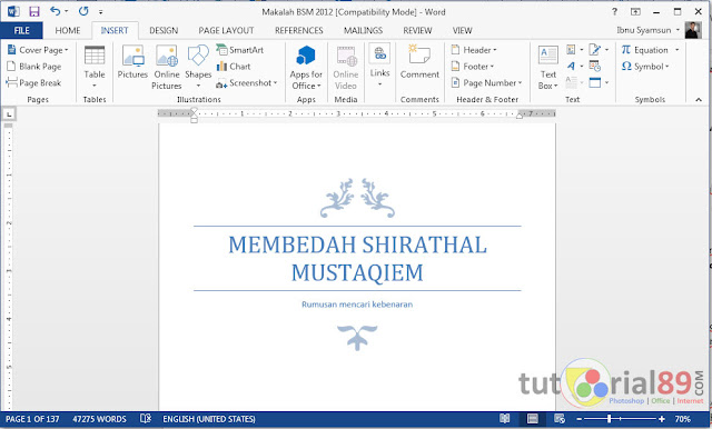 Cara cepat membuat cover makalah di word + video  Tutorial89