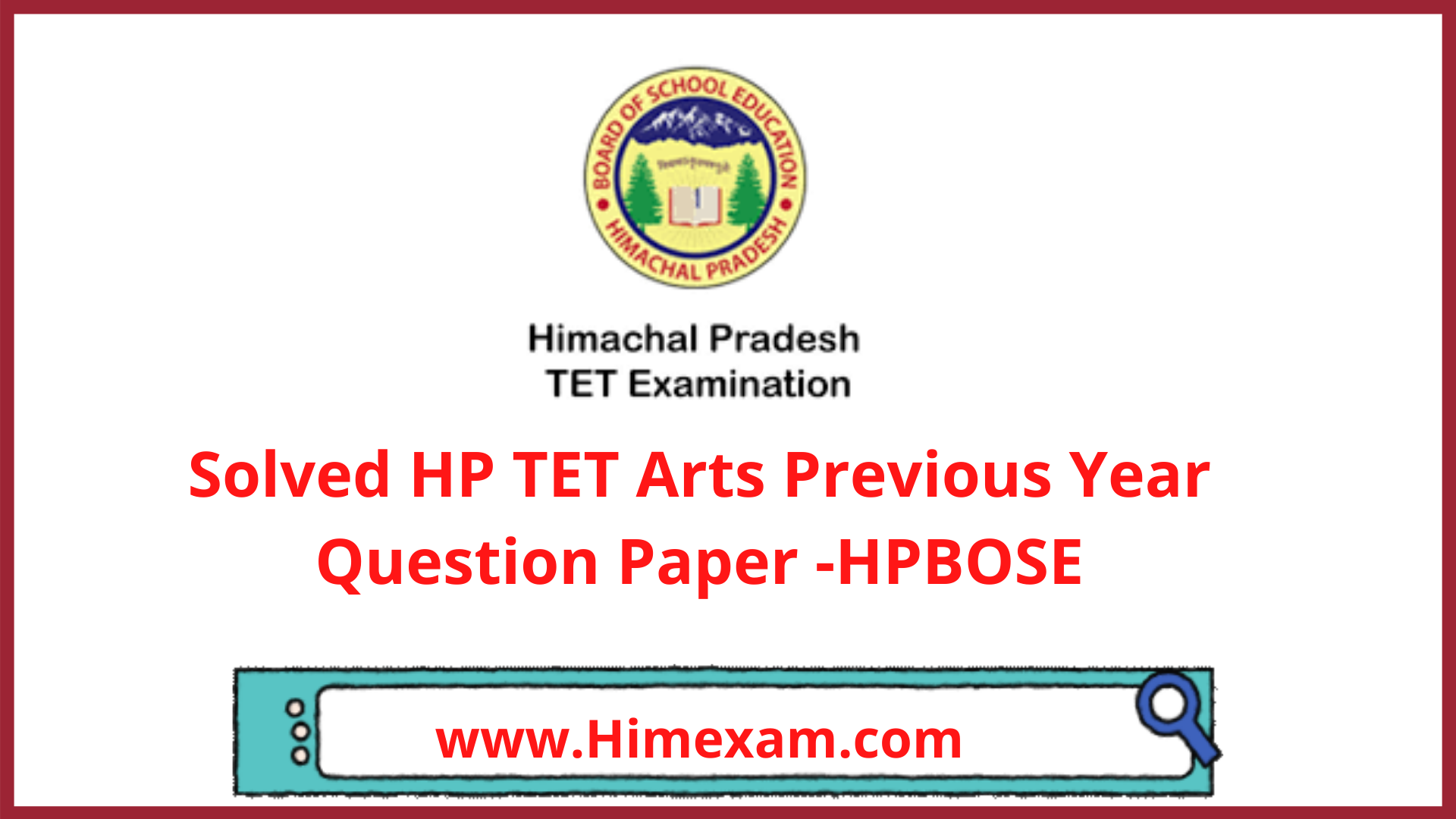Solved HP TET Arts Previous Year Question Paper -HPBOSE