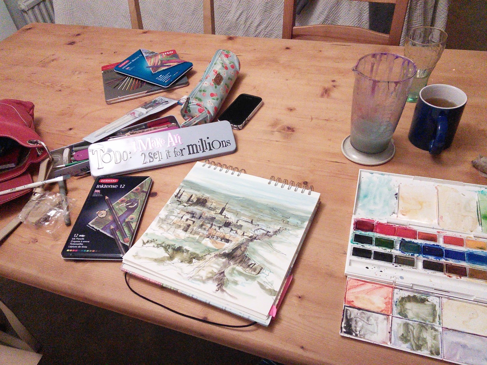 Create A Drawing A Day Edinburgh from the crags.