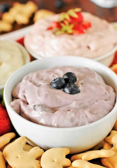 Bowl of Easy 2-Ingredient Fruit Dip in Blueberry Flavor Image