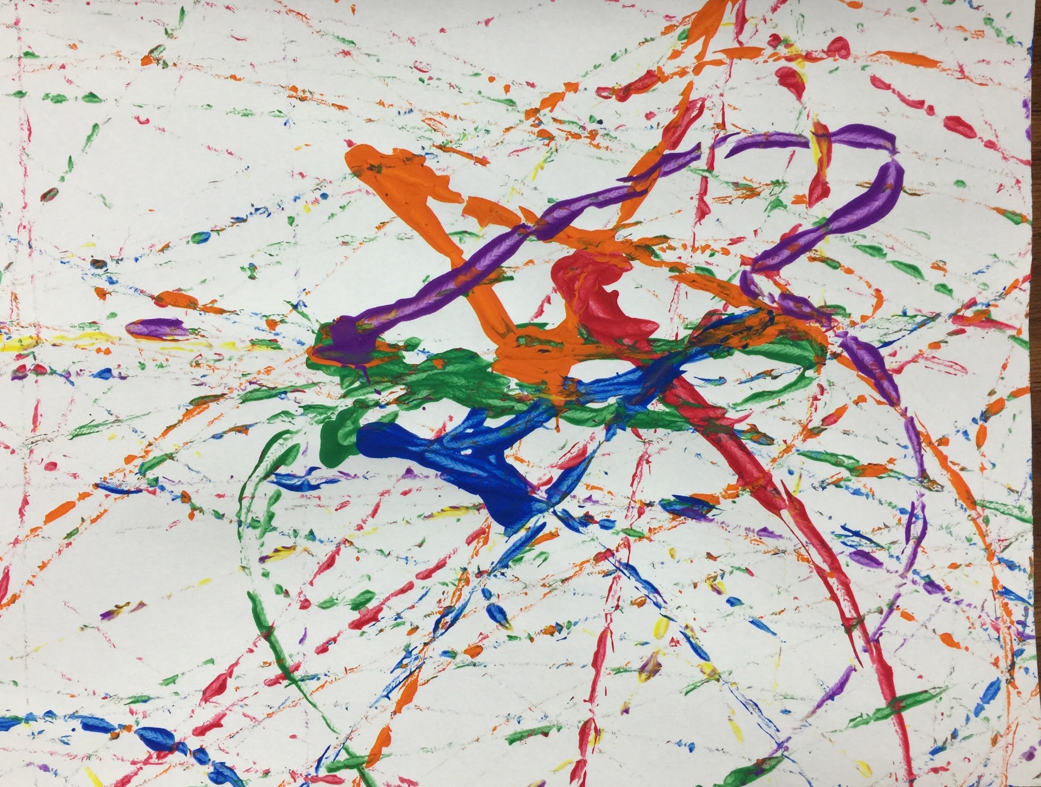 Mrs. Harris' art room Jackson Pollock marble painting kindergarten
