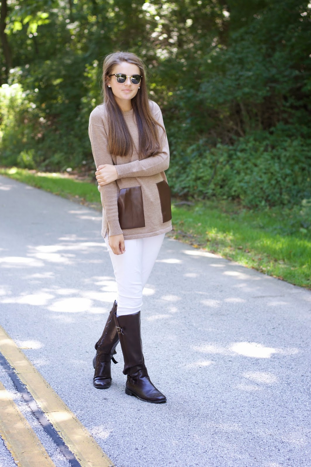 citrus and style: Outfit: White Jeans + Leather Details