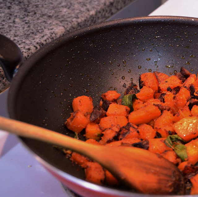 Pumpkin with chorizo and sage