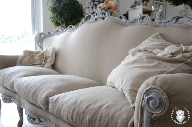 divano luigi XIV in stile shabby chic shabby chic life, decora anticante bianco, cera