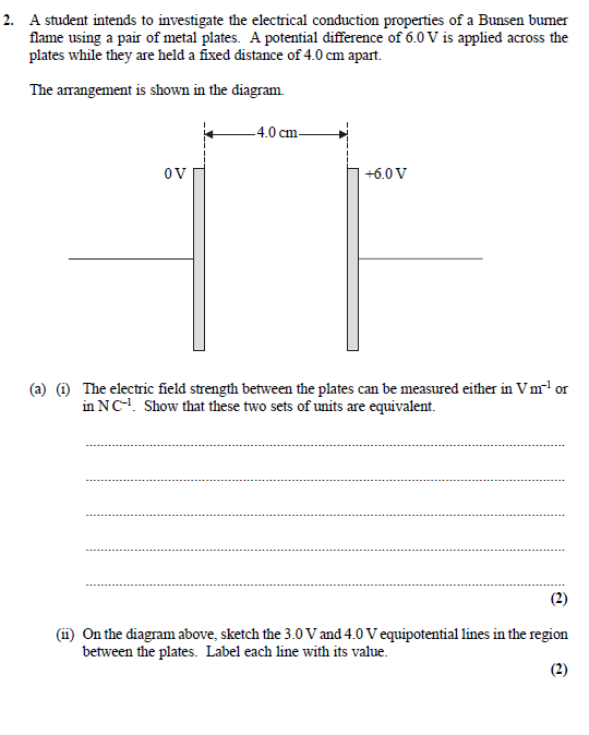 A Level Homework and Answers Question on Bunsen Flame