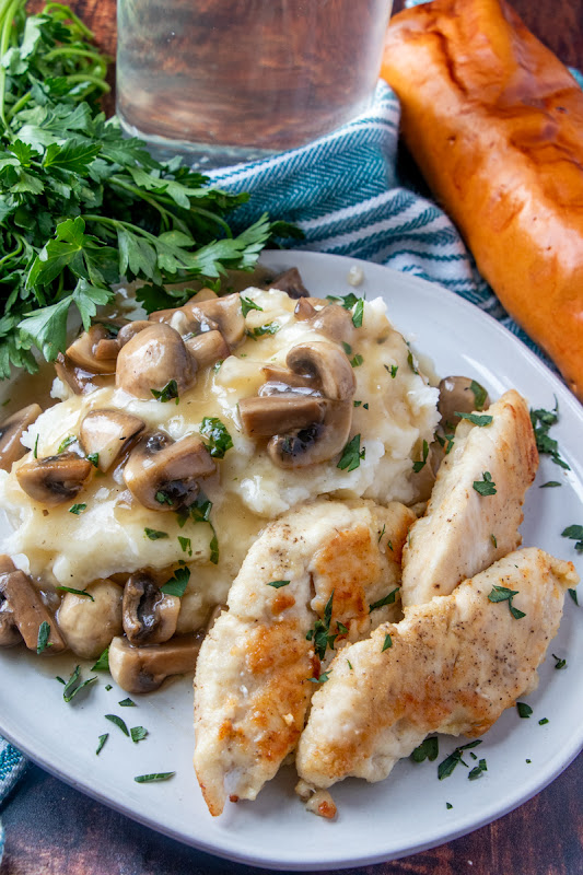 Pan Fried Chicken Tenderloins or Chicken Breasts with Mushroom Gravy Recipe