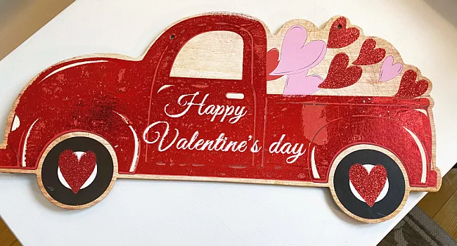red truck sign for valentine's day