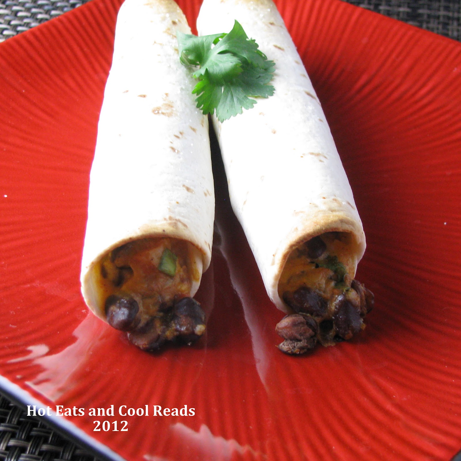 Hot Eats and Cool Reads Creamy Chicken, Cheese and Black Bean Taquitos