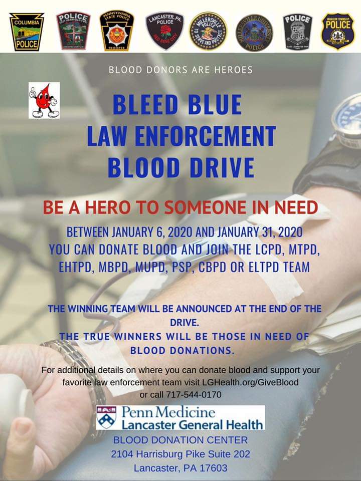 COLUMBIA SPY Bleed Blue Law Enforcement Blood Drive to be held January 13