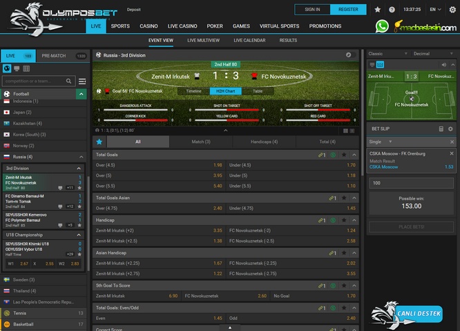Olymposbet Live Bets