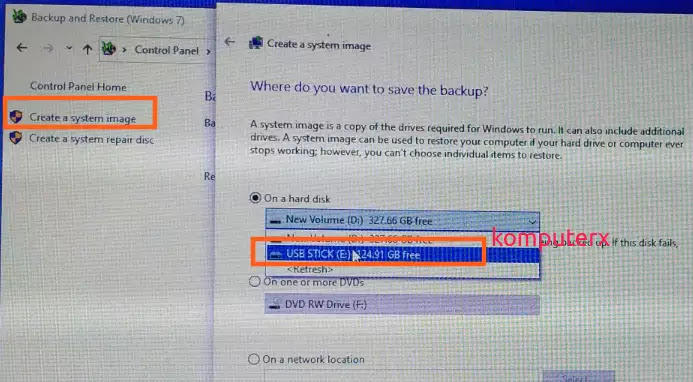 Create a System Image Windows 10 Create a System Image pada windows 10