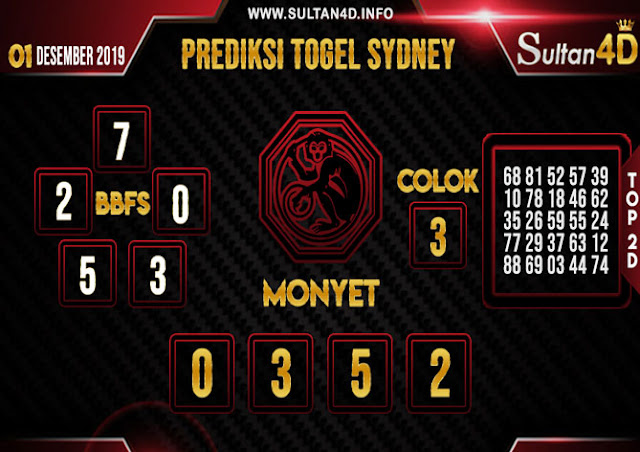 PREDIKSI TOGEL SYDNEY SULTAN4D 01 DESEMBER 2019