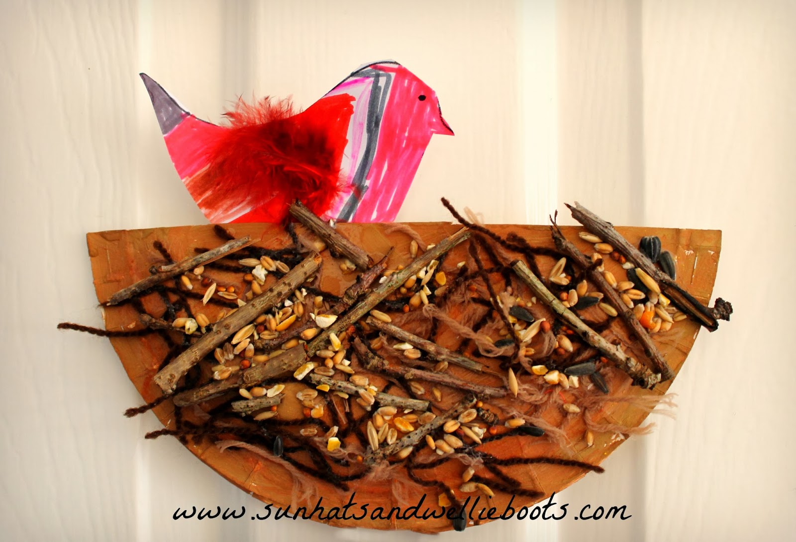 Sun Hats & Wellie Boots Simple Paper Plate Bird Nests & Bird Puppets