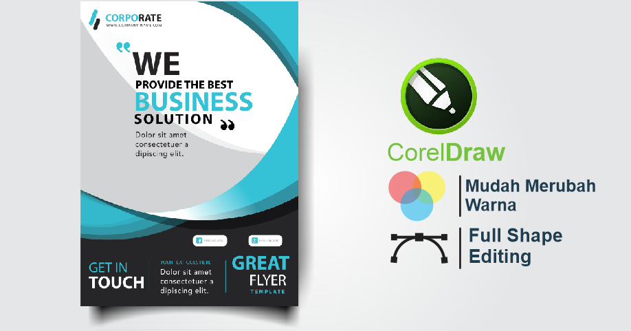 Download Brosur Dengan CorelDraw Biru Elegant