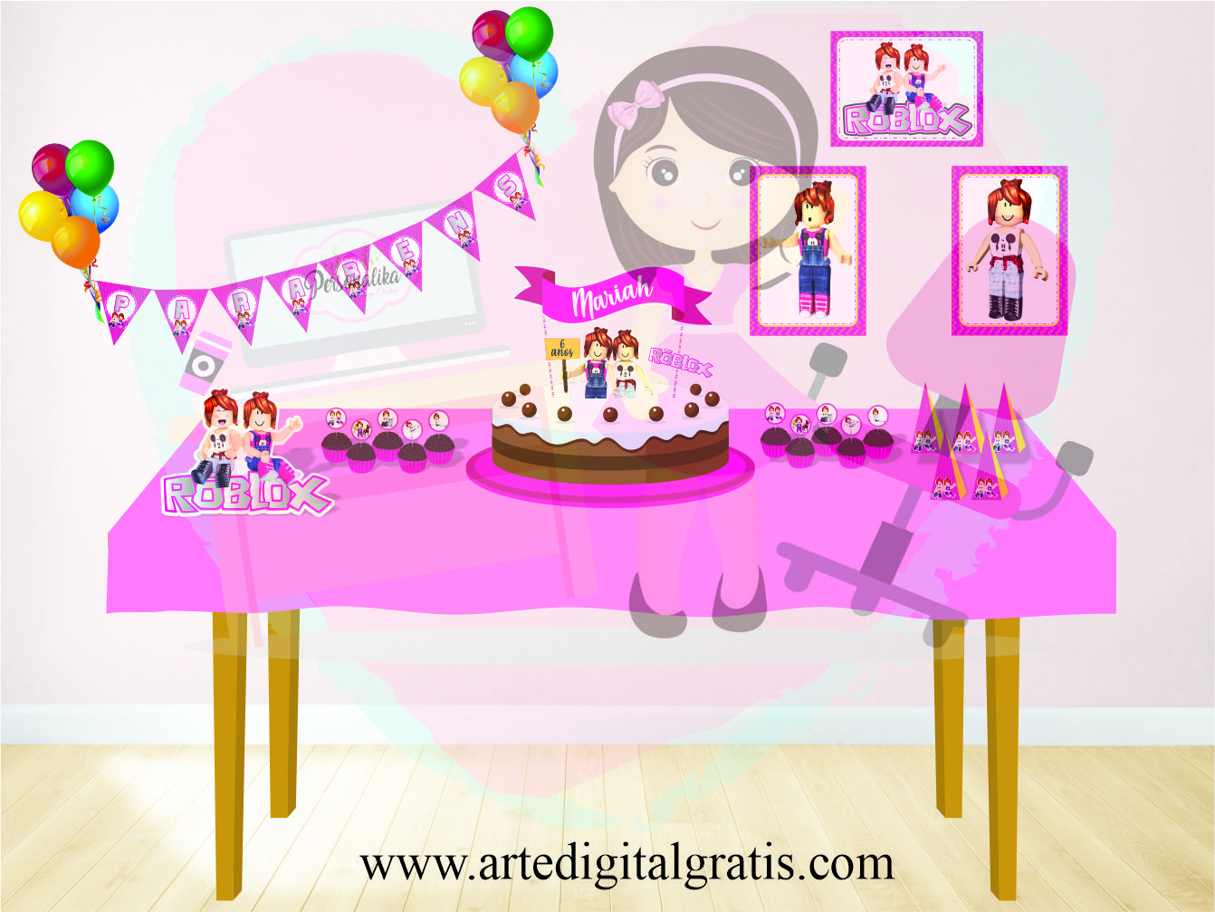 Kit digital roblox girl png  Produtos Personalizados no Elo7