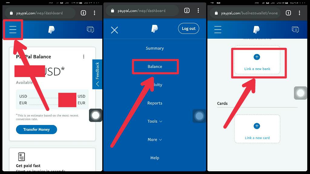 Linking bank in paypal