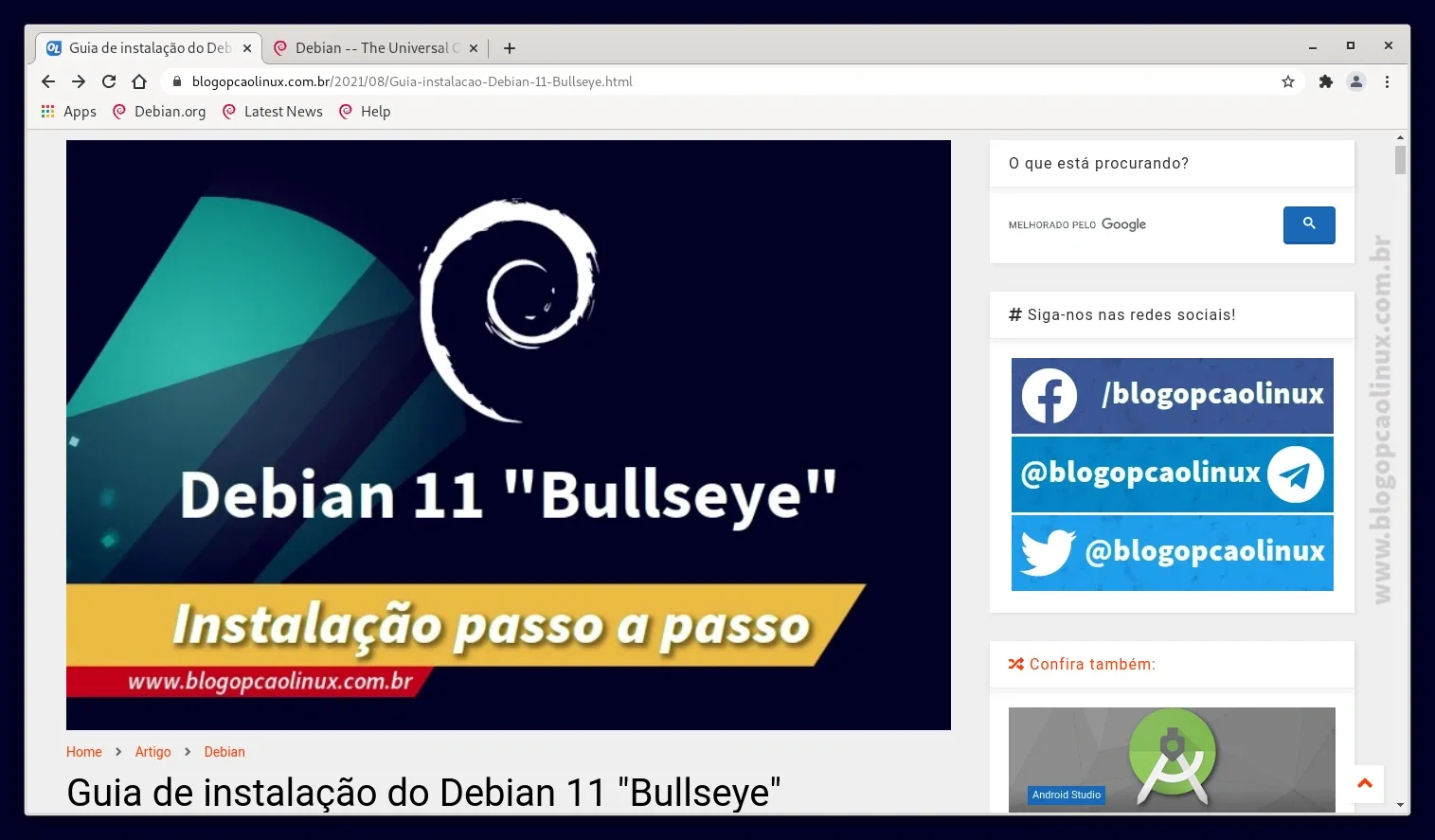 Chromium executando no Debian 11 Bullseye