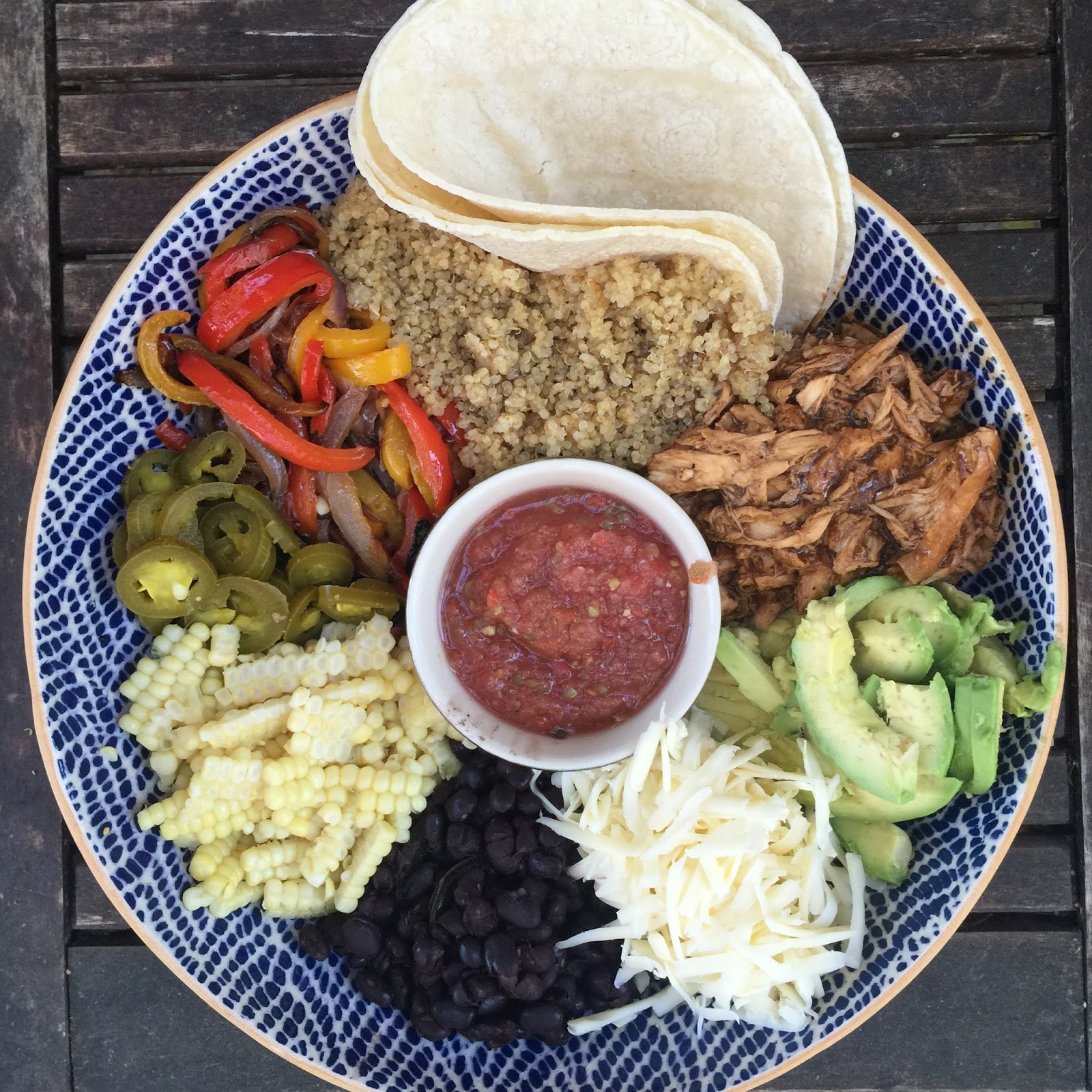 designer bags and dirty diapers Quinoa + Chicken Fajita Bowls