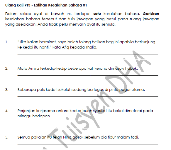 Latihan Kesalahan Bahasa PT3 (Bahagian 7) ~ Fun Crayons 