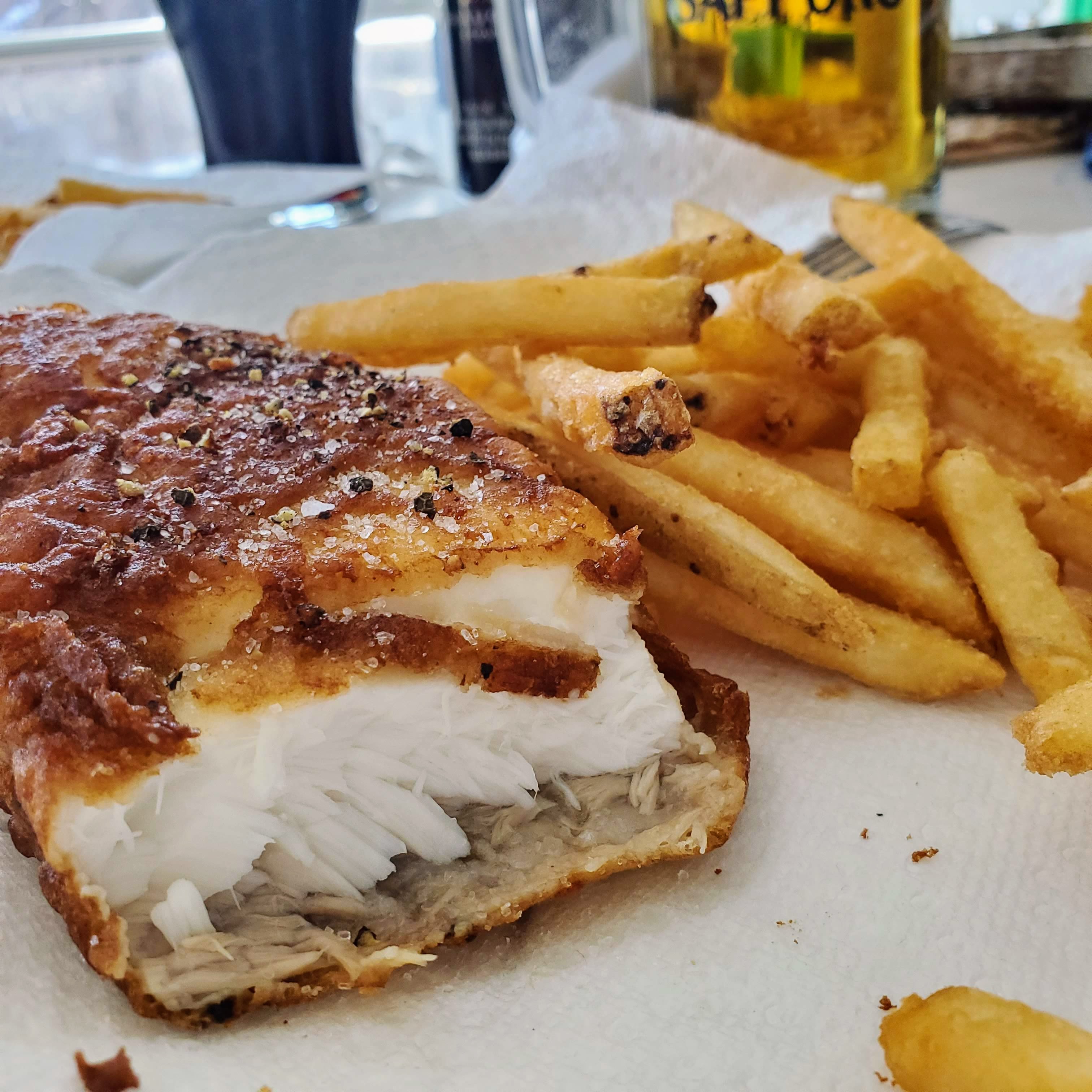 Fish and Chips with Halibut pandemic birthday meal